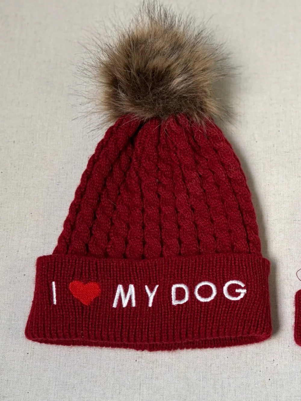 Holiday Tails Red Matching Knit Hats—Adult (OS) and Dog (L/XL)!